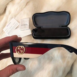 Auth. Gucci Red/Blue/White Cat Eyes